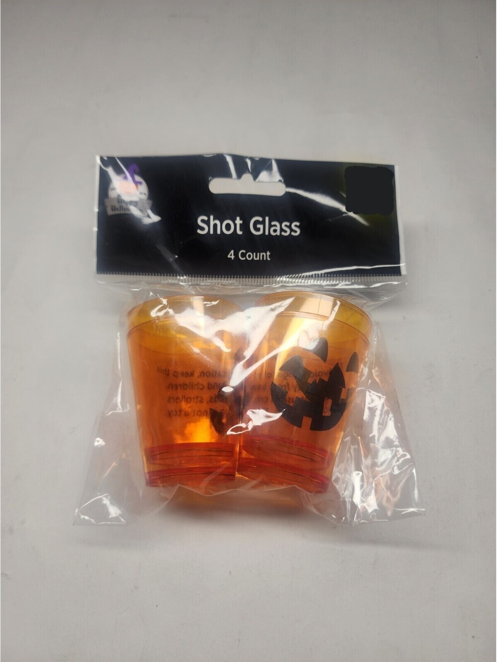 4 Plastic Jack-o-Lantern Pumpkin Halloween Shot Glasses